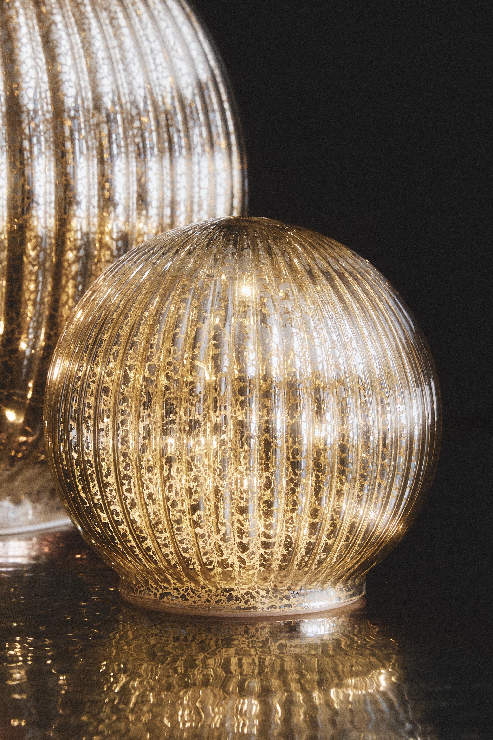 SMALL STRIPED BALL LED LIGHT CHRISTMAS ORNAMENT